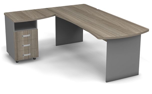 Стол угловой L,R 2000 Берлин Дрифтвуд/Серый УРМ 200 L\R - Вид 2