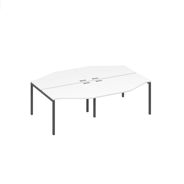 Рабочая станция со столами Техно (4х120) опоры DUE A4 А4 Б2 186-2 БП белый премиум / металлокаркас антрацит - Вид 1