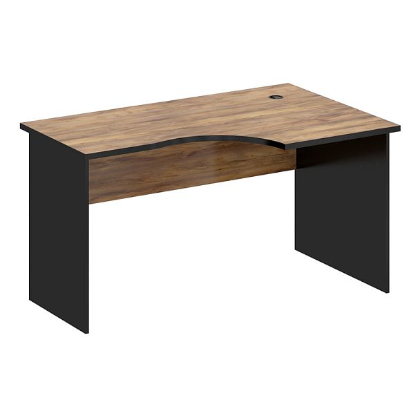 Стол эргономичный, столешница 25 мм "Компьютерные столы"  ПК-ЛОГ-СТЭ140Х90ПД/25-В3-1078 таксония медовая+черный - Вид 1