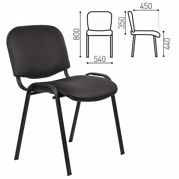 Стул для персонала и посетителей "ИЗО", черный каркас, кожзаменитель черный, Z-11 - Вид 1