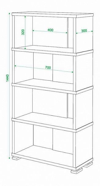Стеллаж книжный Домино нельсон СБ-10_4 Белый/Нельсон - Вид 2