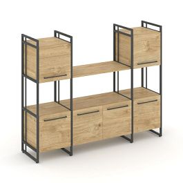 Rift Шкаф комбинированый RF.NS-002 Тиквуд Светлый/Металл Антрацит 1598*396*1286 - Фото предпросмотра