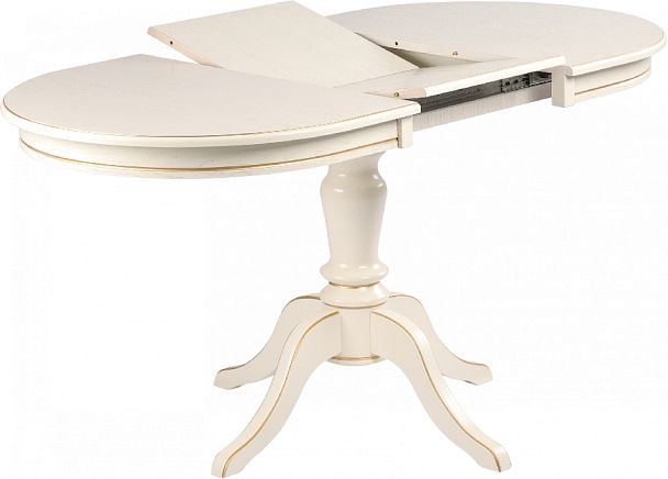 Стол деревянный раздвижной Анфея 110(150)х75х76 Слоновая кость с золотой патиной - Вид 3