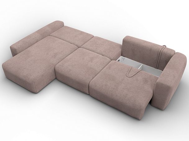 Диван угловой Лига-066 НПБ Лонг угол левый Велюр бежевый - Вид 10