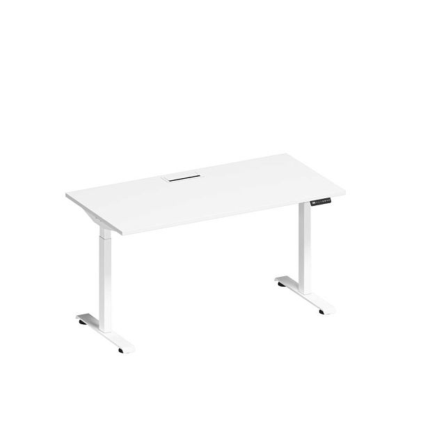 Стол письменный на электроприводе с заглушкой Elevo А2 БГ 003 БП белый премиум / белый гладкий - Вид 1