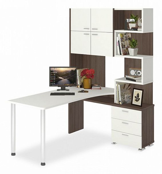 Стол компьютерный Домино СР-500М/160 Белый/Шамони правый - Вид 1