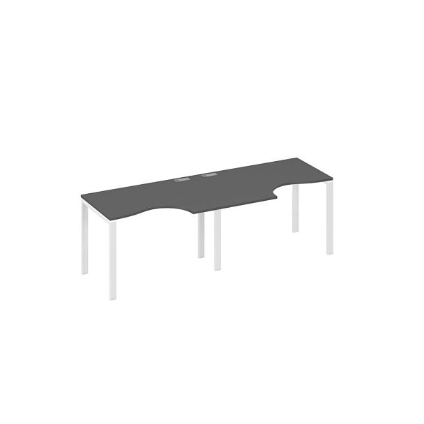 Рабочая станция опоры UNO (2х120) столы Классика A4 А4 Б1 041-2 БП антрацит премиум / металлокаркас белый - Вид 1