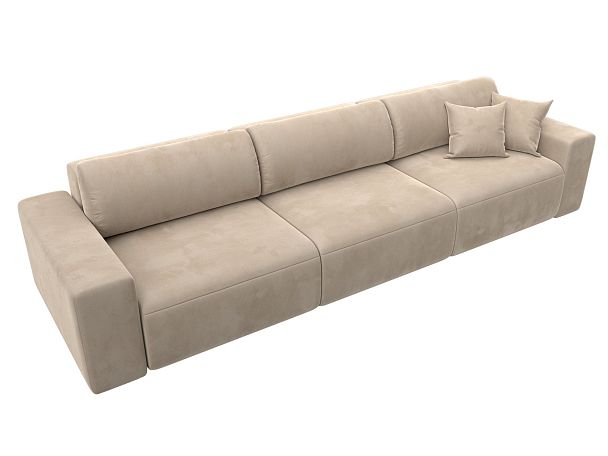 Диван прямой Лига-036 Классик Лонг Велюр бежевый - Вид 5