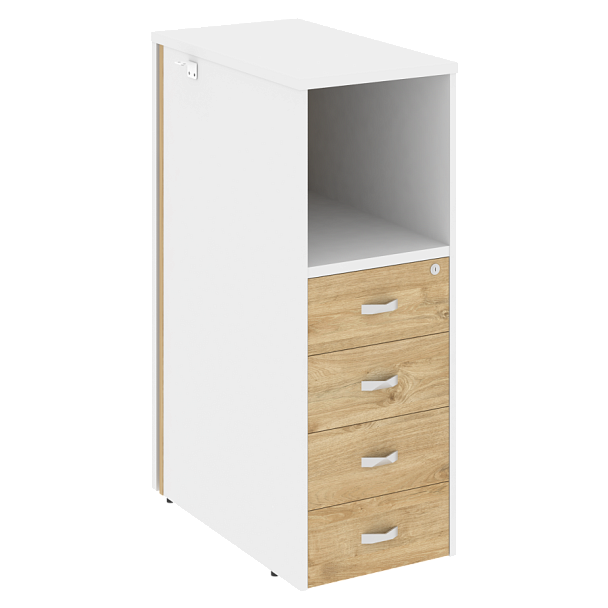 Onix Тумба 4 ящика завершающая, правая O.R-TV-4 (R) Тиквуд светлый/Белый бриллиант 436*767*1185 - Вид 1