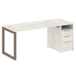 Metal System Quattro Р. ст. с тумбой на О-образном м/к 50БО.РС-СТП-1.3 Дуб наварра/Мокко металл 1812*720*750 - Фото предпросмотра