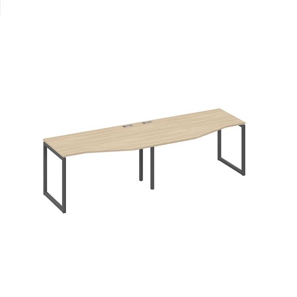 Рабочая станция столы (2х140) Техно эргономичные каркас QUATTRO A4 А4 Б4 063-2 БП дуб скандинавский / металлокаркас антрацит - Вид 1