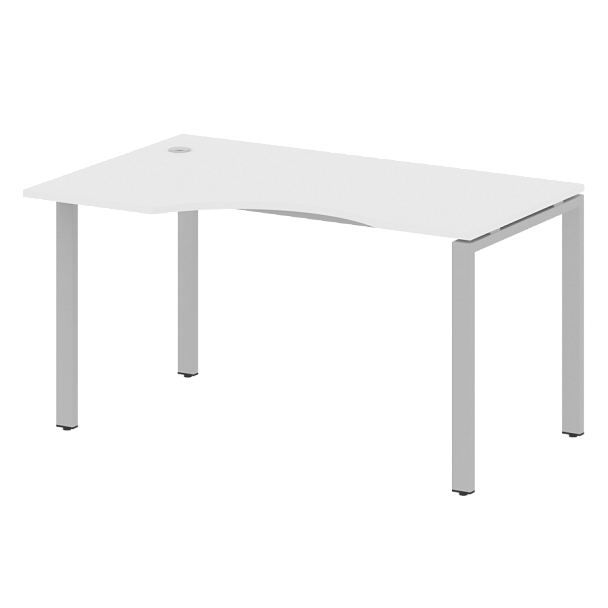 Metal System Стол криволинейный левый на П-образном м/к БП.СА-2 (L) Белый/Серый металл 1400*900*750 - Вид 1