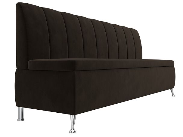 Кухонный прямой диван Кантри (полностью микровельвет коричневый) - Вид 3