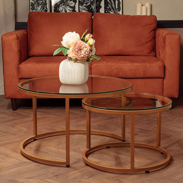 Журнальный стол Мэдисон, золото со стеклом - Вид 8