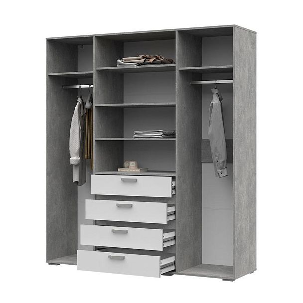 Денвер ШК-02 Шкаф с зеркалом (1800 х2020х504) ателье светлый/белый - Вид 2