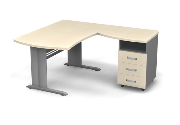 Стол угловой на металлокаркасе L,R 1600 Берлин Береза Майнау/Серый УРМ.М 160 L\R - Вид 2