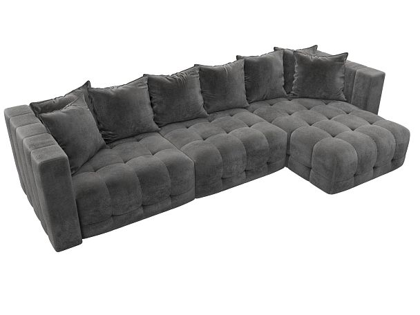 Диван угловой Лига-052 НПБ Лонг угол универсальный Велюр серый - Вид 6