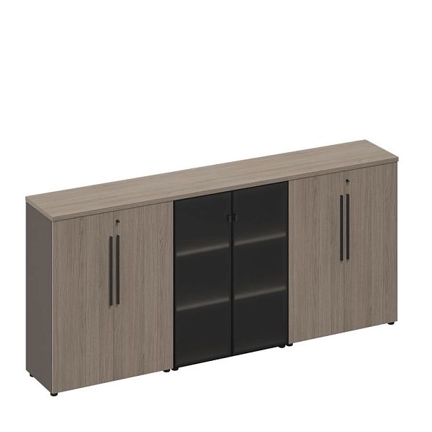 Шкаф комбинированный средний (закрытый-стекло-закрытый) U.RUS РС 309 ДЧ/ЛС дуб виченца/лава серая - Вид 1