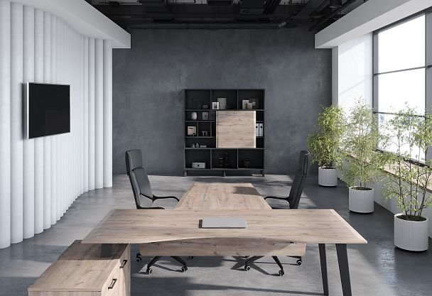 Брифинг-приставка JB 1497 Дуб Каньон/Антрацит 1400х900/700х750 JAY - Вид 4