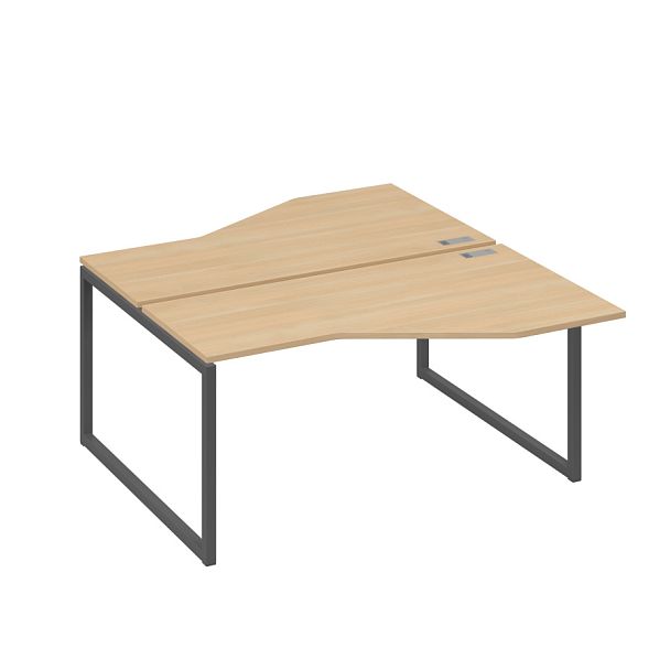 Рабочая станция со столами Техно (2х160) каркас QUATTRO A4 А4 Б4 188 БП натуральный дуб / металлокаркас антрацит - Вид 1