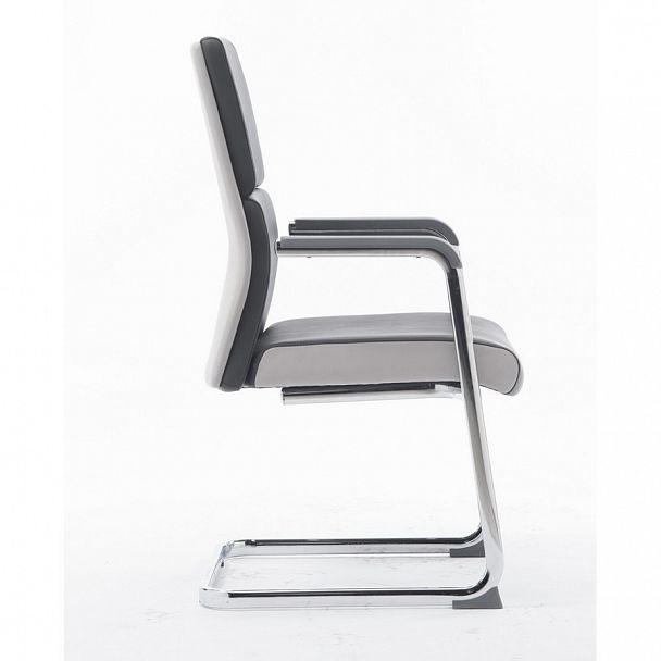 Кресло Лондон CF / хром / темно серая+светло серая (вставки) экокожа - Вид 2