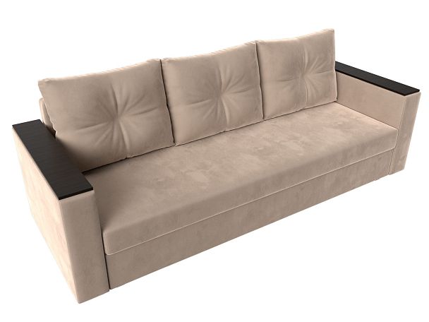 Диван прямой Атланта Лайт без стола (полностью велюр бежевый) - Вид 5