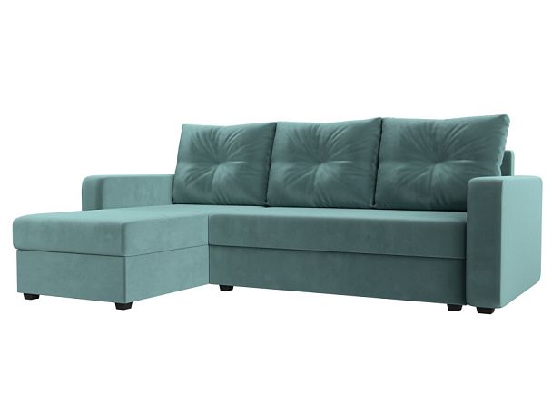 Диван угловой Ливерпуль Лайт левый угол Велюр бирюзовый - Вид 1