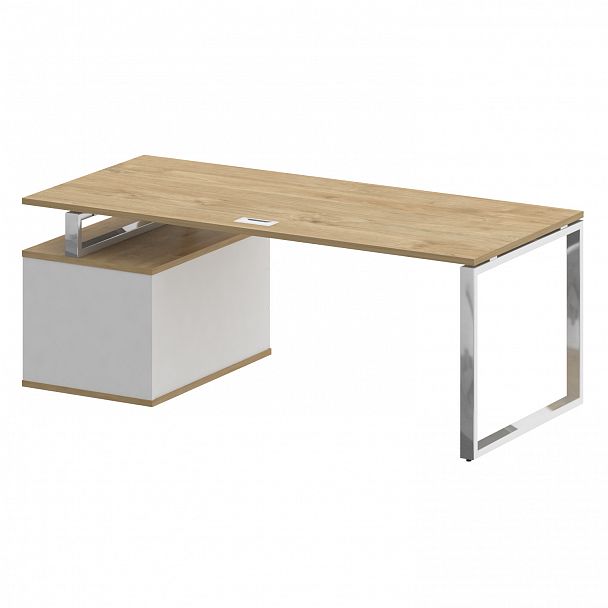 Стол с опорной тумбой "Shift" SK.SRT-200 тиквуд светлый/белый бриллиант - Вид 4