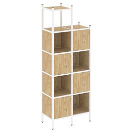 Loft Прямой стеллаж наборный VR.L-20 Тиквуд светлый/Белый металл 862*446*2280 - Фото предпросмотра