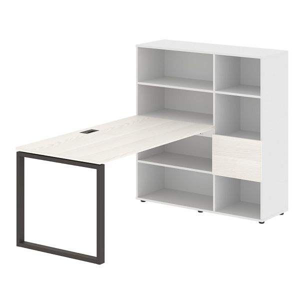 Стол-стеллаж EQRST 1215 Ясень Траун/Мокко/Белый 1990х1250х1355 EDIS - Вид 1