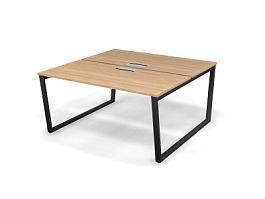 MATRIX 121S205-V Стол прямой двойной, пров-ик Merida (V-опоры) 1580х1590х775 Швейц-й вяз/Темно-серый - Фото предпросмотра