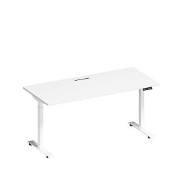 Стол письменный на электроприводе с заглушкой Elevo А2 БГ 004 БП белый премиум / белый гладкий - Фото предпросмотра