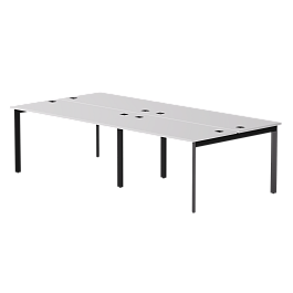 Бенч-система на 4 места Everprof EVO на металлокаркасе 2360х670(1370)x755 опоры 45гр Белый/Черный - Фото предпросмотра