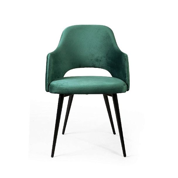 Стул William с подлокотниками, бархат зелёный 19/ черный конус - Вид 2