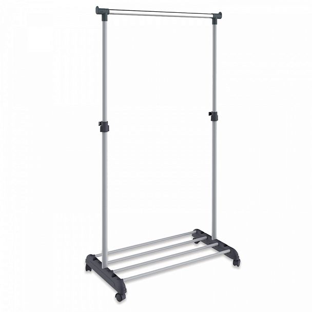 Вешалка для плечиков СН-4345, 1660х860х440 мм, передвижная, пластик/металл, серая/хром - Вид 1