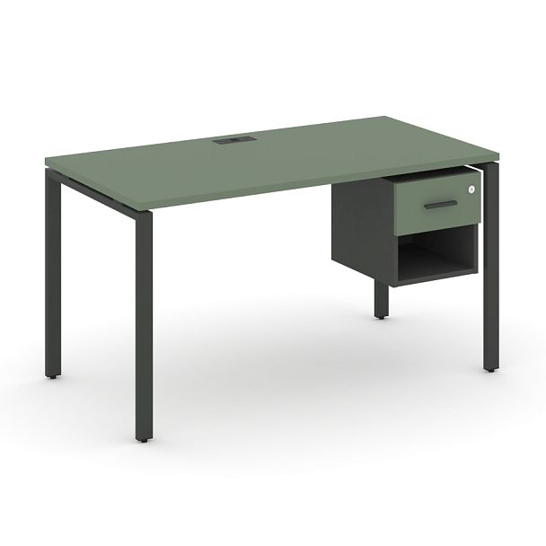 Concept Стол рабочий с подвесной тумбой 1 открытой нишей и одним ящ. CN.SP-117 W Кобо/Антрацит/Металл Антрацит 980*720*750 - Вид 1