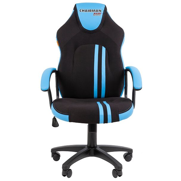 Кресло CHAIRMAN GAME 26, экокожа/ткань стандарт, черный/голубой - Вид 5
