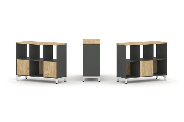 Style Project Набор стеллажа 2-х сторон., 2 яр. SN.NSD-231 Антрацит/Тиквуд Светлый/Металл Белый 1121 - Вид 1