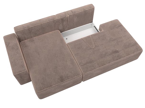 Диван угловой Лига-079 угол левый Велюр бежевый - Вид 7