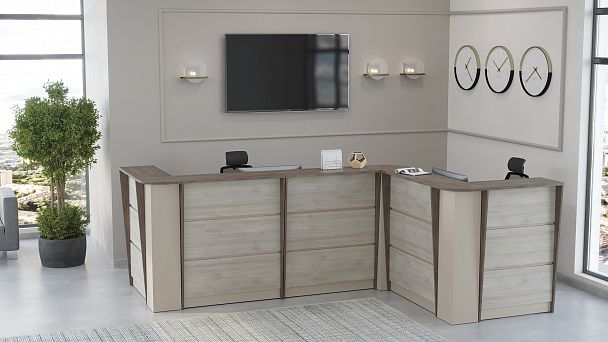 Стойка ресепшн New Line 120,4x35,4x123,5 дуб шамони светлый - Вид 3