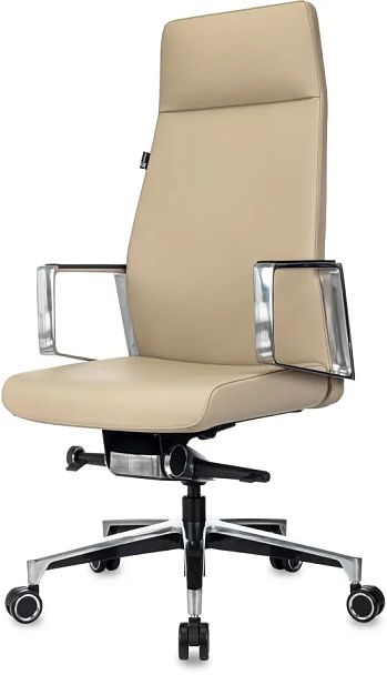 Кресло руководителя Бюрократ _JONS бежевый кожа крестов. алюминий - Вид 2