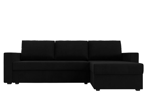 Угловой диван Траумберг Лайт правый (полностью микровельвет черный) - Вид 2