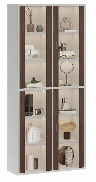 Шкаф-витрина Домино СУ(ш2в2)+4ФС Белый/Шамони - Вид 2