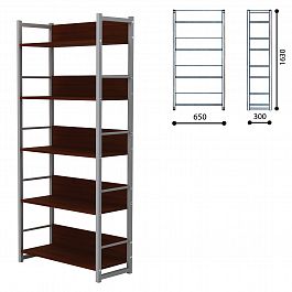 Стеллаж на металлокаркасе, 1630х650х300 мм, серый каркас, 5 полок ЛДСП орех, Д-343 - Фото предпросмотра