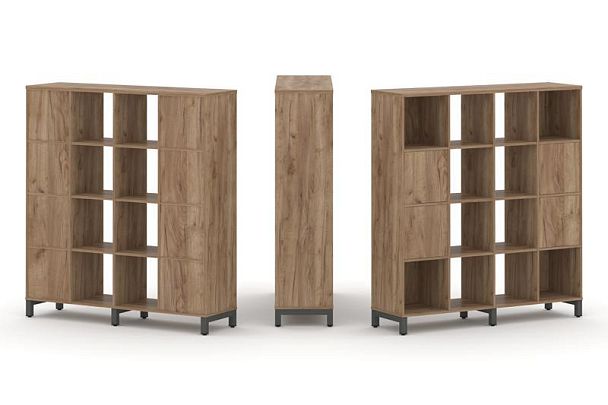 Стайл Проджект Набор стеллажа 1 сторон., 4 яр. SN.NS-441 Дуб Табак/Металл Антрацит 1488*400*1615 - Вид 1