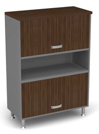 Шкаф широкий комби ДВП Берлин Орех Вармия/Серый ШКД1-90 з/с ДВП - Фото предпросмотра