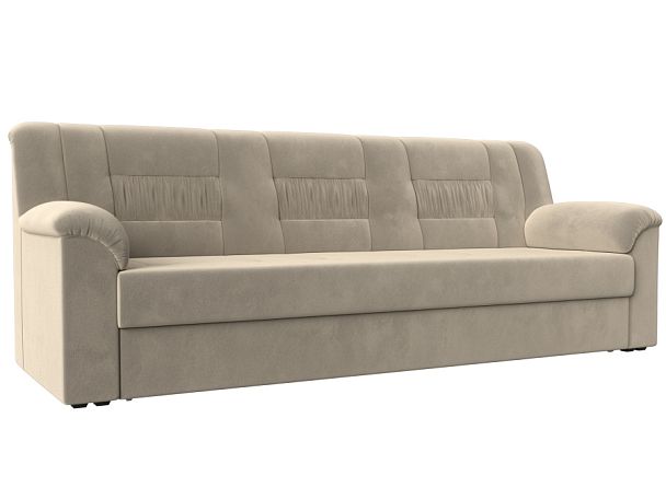 Прямой диван Карелия (полностью микровельвет бежевый) - Вид 1