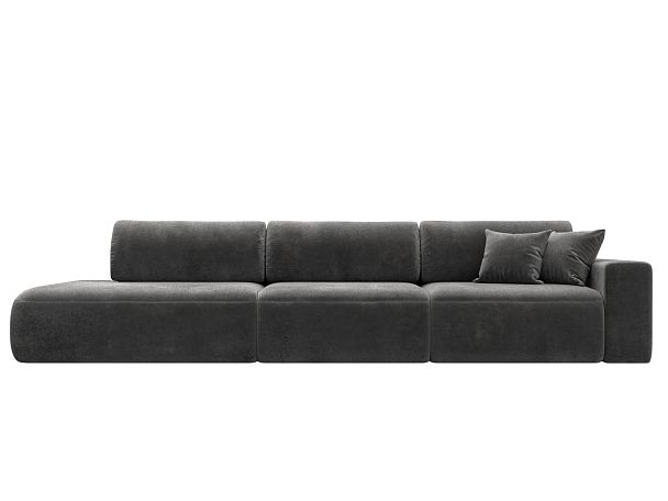 Диван прямой Лига-036 НПБ Модерн Лонг подлокотник справа Велюр серый - Вид 2