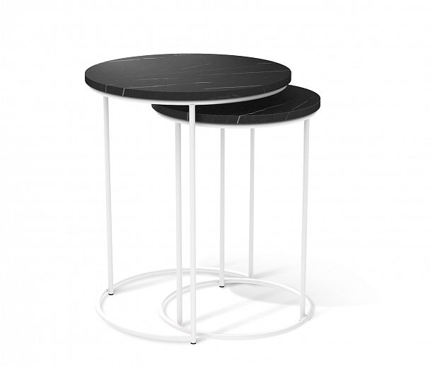 Столик кофейный Sheffilton SHT-CT7 камень пьетра черный/белый муар - Вид 1