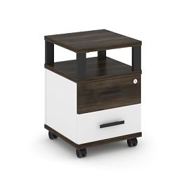 Concept Тумба мобильная 2 ящ. с надставкой CN.TUM-002 B Дуб Мали/Белый Бриллиант/Металл Черный 420*420*615 - Фото предпросмотра